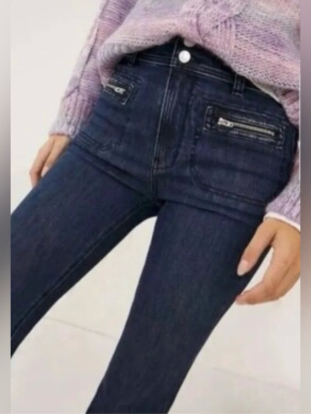 Anthropologie Pilcro Trouser Bootcut Jeans Dark Wash Front Zip Pockets Womens 27